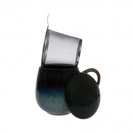 Kubek z Zaparzaczem Saara Dark Green Glaze 0,35l