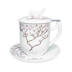 Kubek White Cherry z Zaparzaczem i Talerzykiem 0,35l